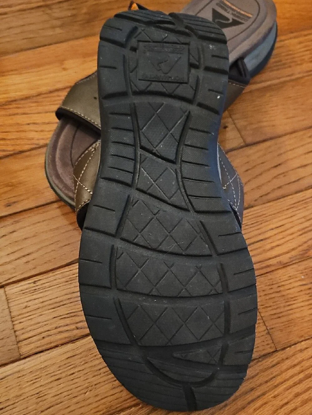 Ozark Trail Men's Leather Slide Sandals with Brown Trim